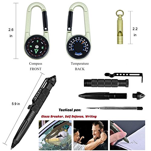 XUANLAN Emergency Survival Kit 13 in 1, Outdoor Survival Gear Tool with Survival Bracelet, Fire Starter, Whistle, Wood Cutter, Water Bottle Clip, Tactical Pen (Survival Kit 3) - Thumbnail 3