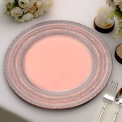 6 Platos Cargadores 13" Acrílico Oro Rosa miniatura 5