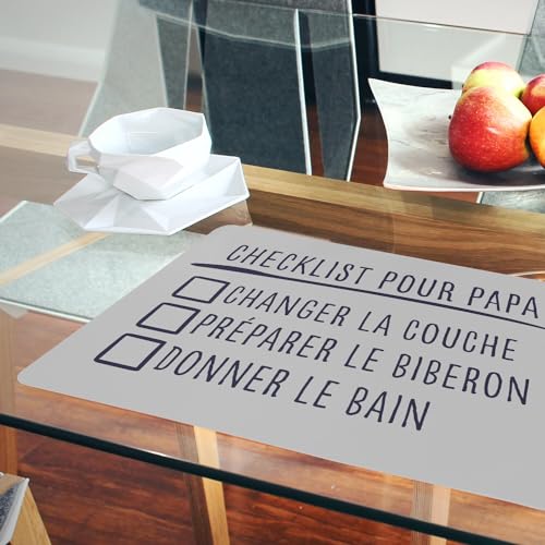 Sets de table souples grand format protège table dessous liège gris