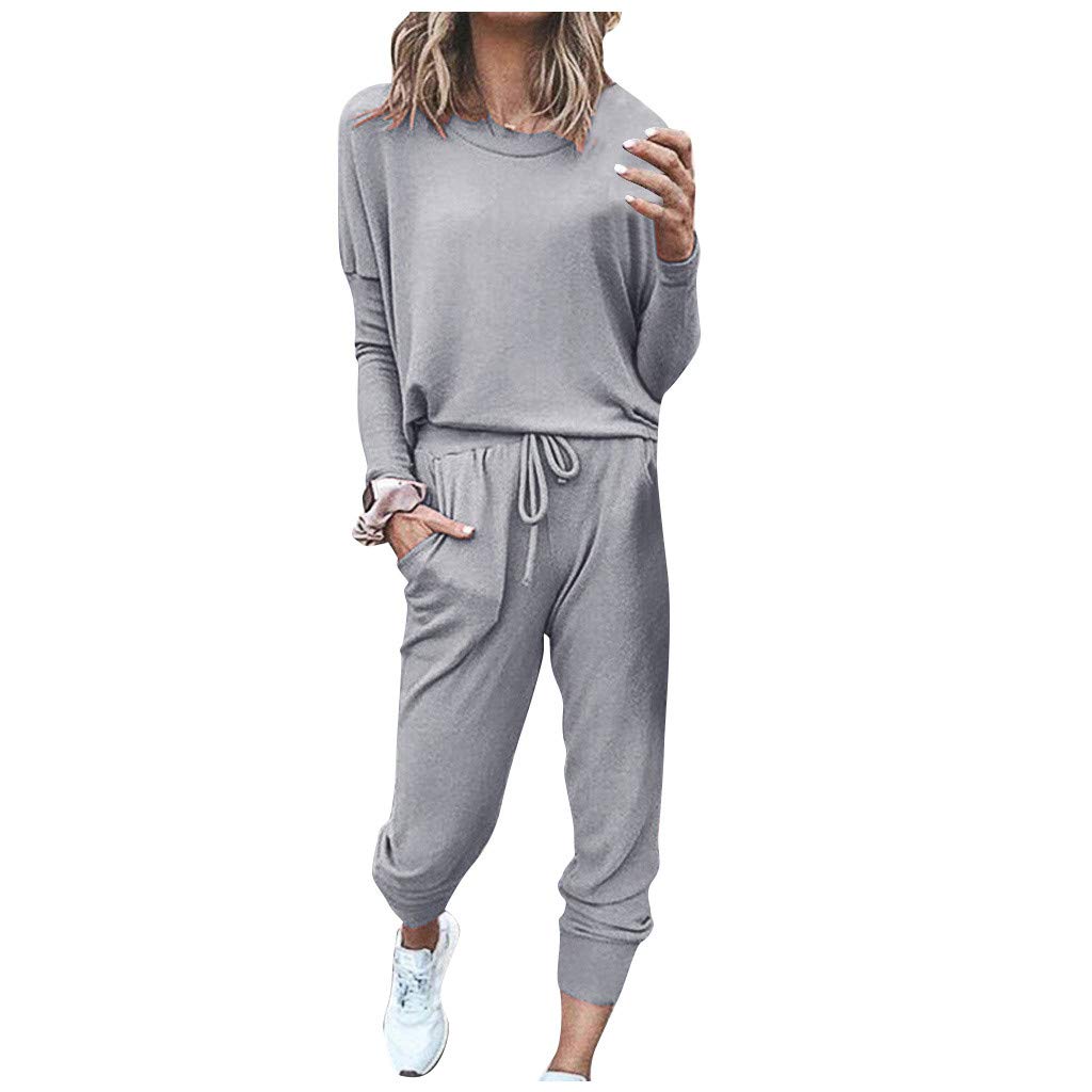 Whycat Women Long Sleeve Pjs Pajama Set Comfy Loungewear Nightwear Sleepwear Top & Bottoms Outfits Girls Tracksuits Sweatshirts Drawstring Pants with Pockets