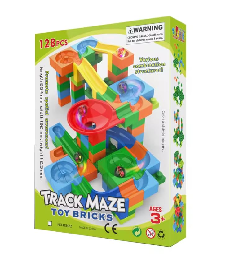 Educational Building Blocks for Kids, Toddlers and Preschoolers, 128 Pcs Colorful Plastic Track Maze Bricks, DIY Toy, Enhances Creativity, Problem-Solving, Intelligence Development