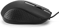 Vista 6 de Ratón USB con cable para computadora, diseño ergonómico, mouse USB para computadoras portátiles y PC, uso en la oficina y el hogar (negro)