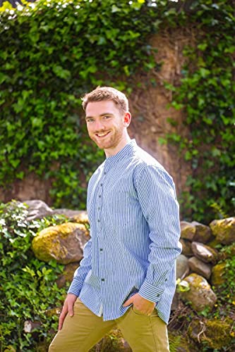 Mens Vintage Style Grandfather Shirt Cotton4