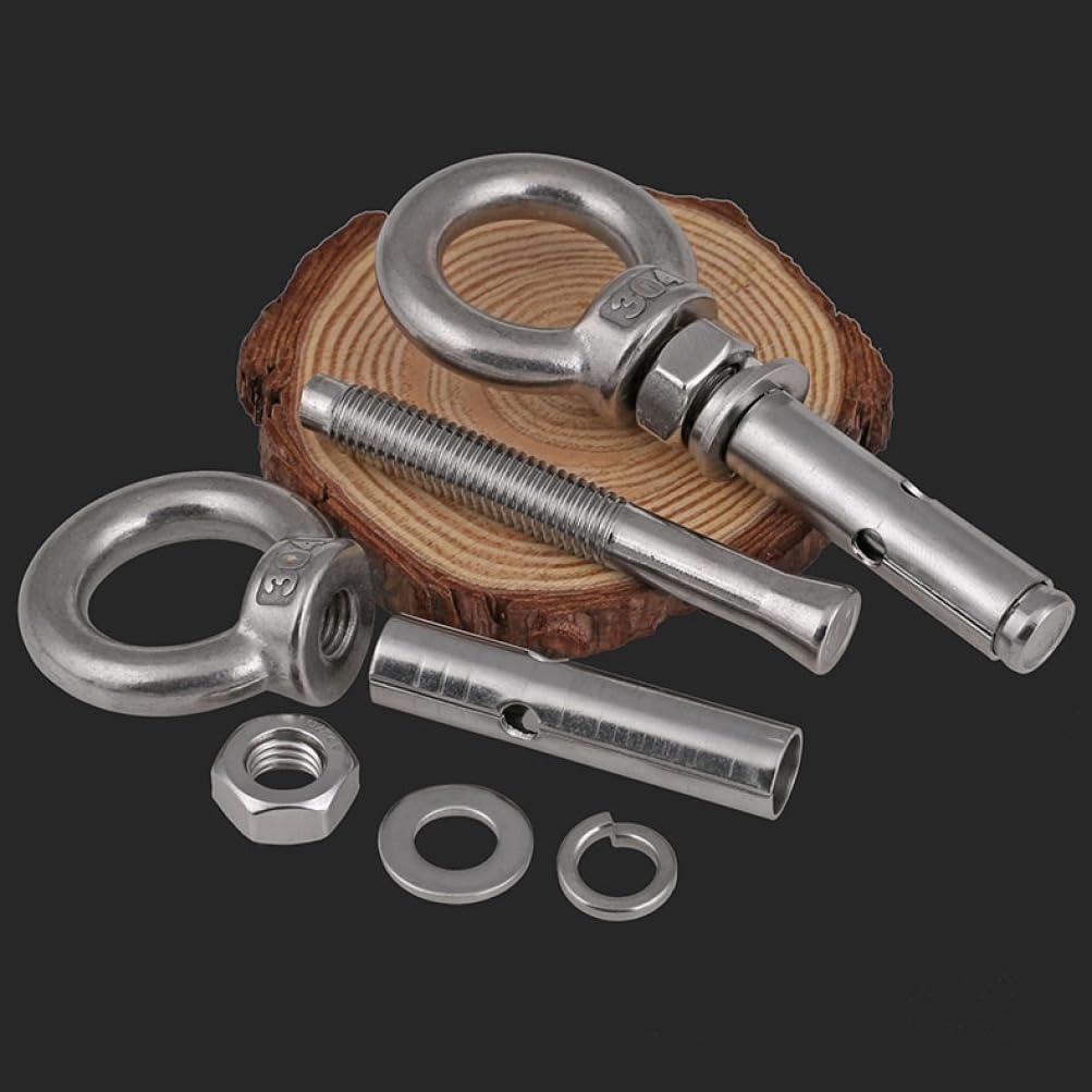 Eye Bolts Heavy Duty,Lifting Shoulder Eye Bolt, 2pcs 304 Stainless Steel Expansion Screw Hook Eyebolt Expansion Bolt Loop Swing Hook(120mm)(90mm)