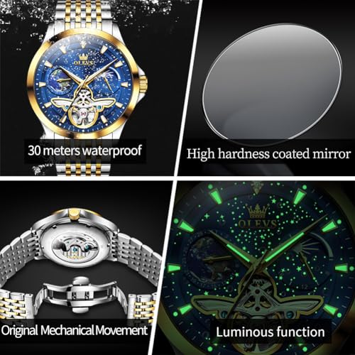 Image of OLEVS Watches for Men Automatic Self Winding Luxury Dress Big Face Wrist Watches