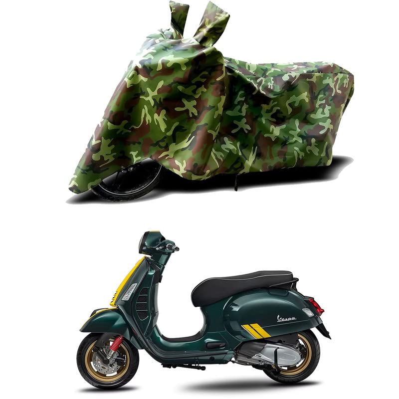 Image of 100% Water Resistant Bike Scooty Two Wheeler Body Cover Compatible for Vespa SXL 150 Racing /UV-Rays /Heat Protection /Birds Dropping /Scratchproof /Dust Proof /Waterproof /All Varient[Green MJ]