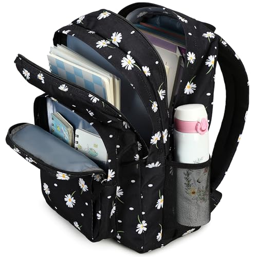 Image of abshoo Classical Basic Daisy Womens School Backpack For College Teen Girls Water Resistant Bookbag (Daisy Black)