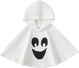 Dcohmch Kids Toddler Boy Girl Halloween Costume Ghost Smile Cloak Hooded Cape Poncho Fancy Party Cosplay Outfits