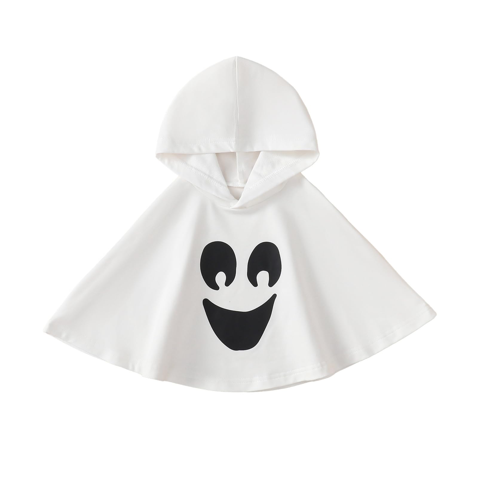 MoKid Ssdwer Kids Toddler Boy Girl Halloween Costume Ghost Smile Embroidery Cloak Hooded Cape Poncho Fancy Party Cosplay Outfits (A White, 3-4T)