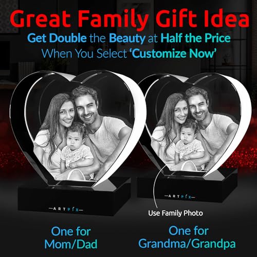 ArtPix 3D Crystal Photo, Personalized Gifts for Women, Wife, Men, Mom, Dad, Her, Him, Great Custom Gift With Your Own Photo, Customized Glass 3D Laser Etched Picture Birthday Heart - Thumbnail 2