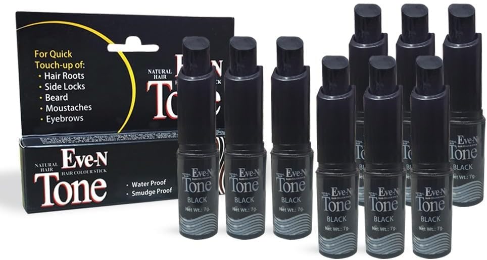 Eve-N Hair Color Stick | Temporary Hair Color | Hair Root Touchup Stick Black Tru Tone Hair Dye Stick Set Of 12 pcs