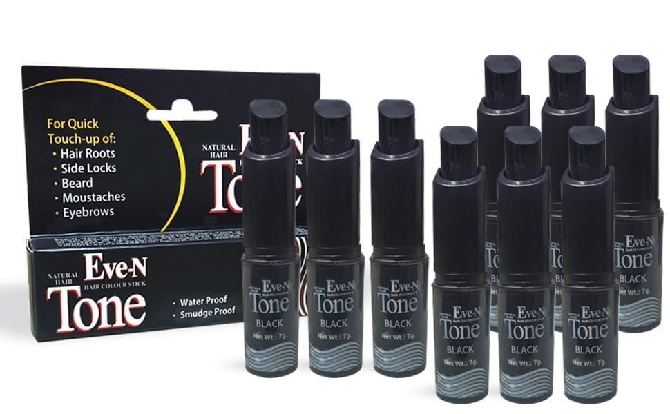 Eve-N Hair Color Stick | Temporary Hair Color | Hair Root Touchup Stick Black Tru Tone Hair Dye Stick Set Of 12 pcs