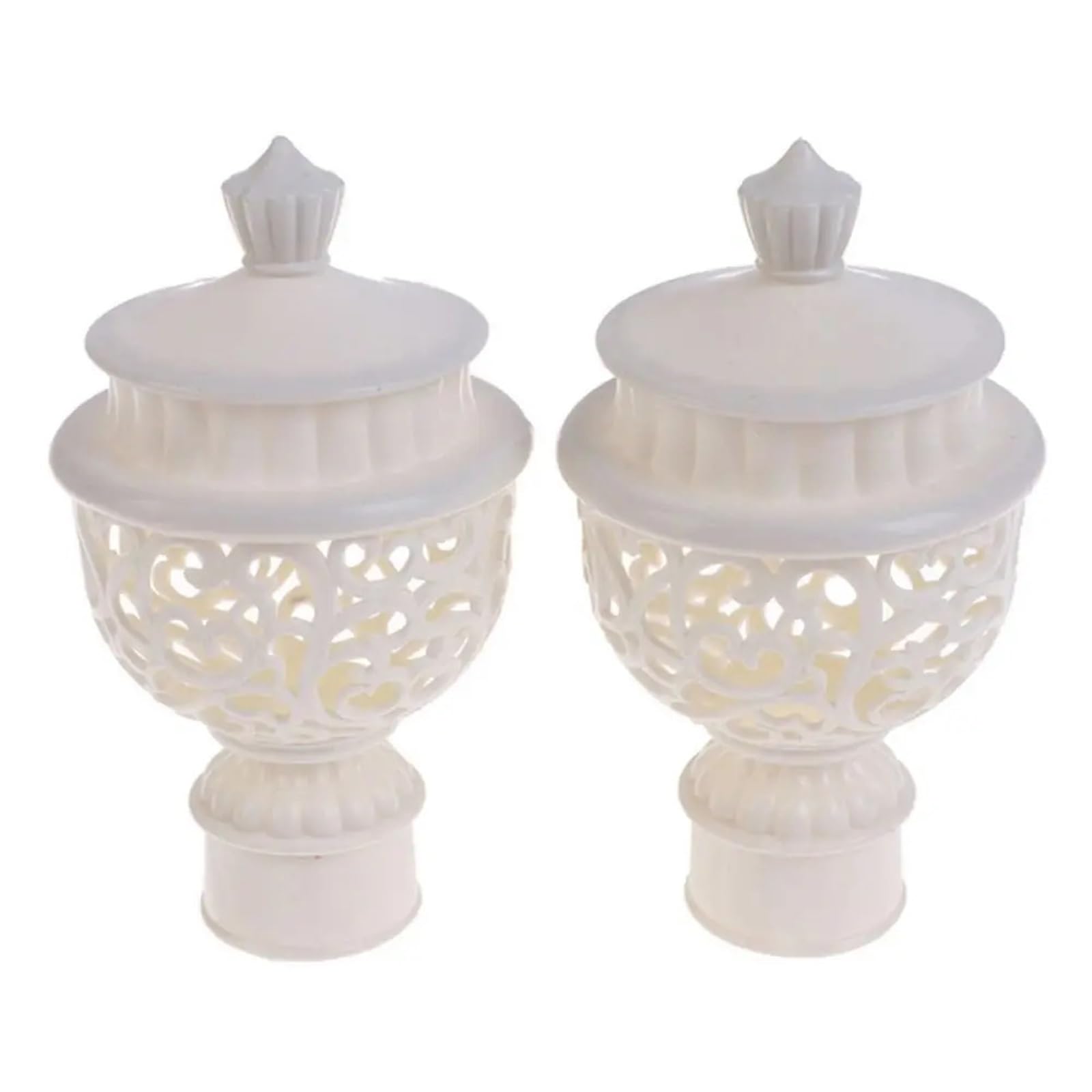 LUYSGBXR Curtain Rod Head Curtain Rod Head 2pcs Plastic Hollow Out Drapery Rail Ends Cap Accessories(White)