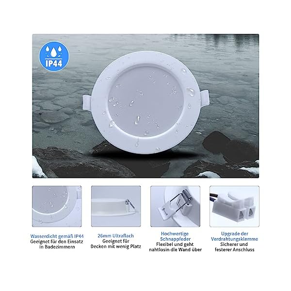ETUOLMP Led Einbaustrahler Flach IP44 6W Led Einbauleuchten Warmweiß 6er Set… – Bild 5