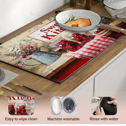 Image of Multi-Design Silicone Stove Cover for Glass /Electric Stoves - 3-in-1 Heat-Resistant Protector Mat, Non-Slip Drying Rack (Teapot, 28 inch L x 20 inch W)