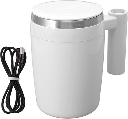 Miniatura 7 de Taza autoagitadora, recargable de acero inoxidable de 12.8 fl oz, taza de café magnética automática con tapa de taza, taza giratoria para mezclar en