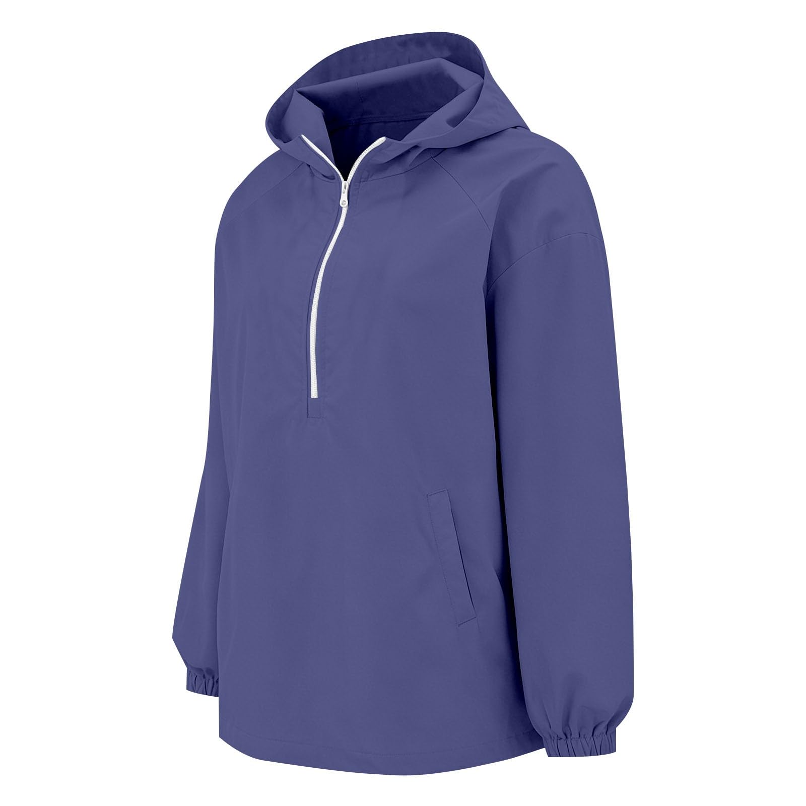 Chaqueta Cortavientos para Mujer - Impermeable Mujer Running Chaqueta Deportiva Ultraligero Chubasquero con capucha Sudadera Media Cremallera Manga Larga Ropa Gym Padel