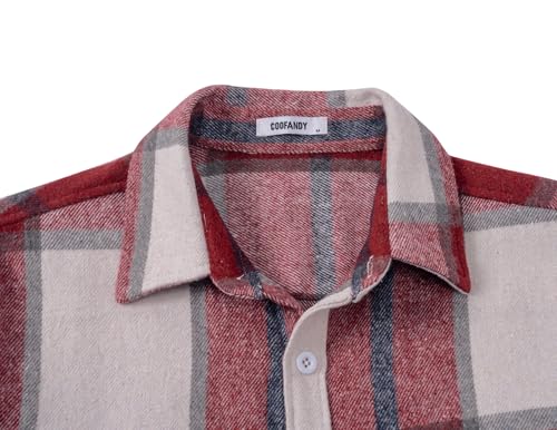 Image of COOFANDY Mens Flannel Shirts Long Sleeve Plaid Shirt Jacket Button Down Shirt with Pockets