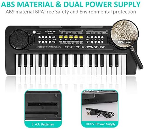 M SANMERSEN Kids Piano Keyboard, Music Pianos Keyboard 37 Keys with 4 Drums / Animals Sound Electronic Keyboards Toys for Beginners 3-8 Years Old Girls Boys Kids 3 51503cf3VdL. AC