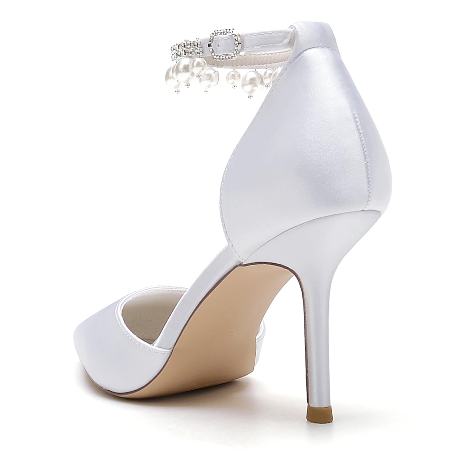 Scarpe con Tacco Alto con Cinturino alla Caviglia Décolleté Donna con a Punta Perle Sandali da Sposa Matrimonio per Feste