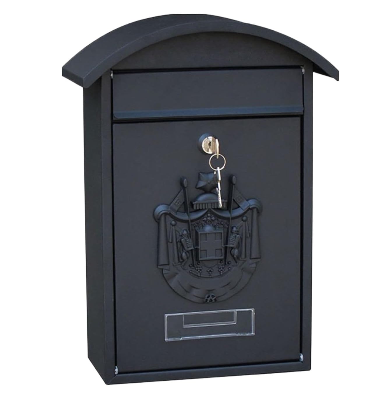 Vintage Outdoor Iron Mailbox Lockable Wall Mounted Post Box Key Letterbox(Black)