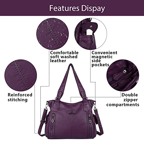 Image of Angel Kiss Handbags for Womens Top-Handle Hobo Purse Roomy Casual Shoulder Bags PU Tote Satchel Purse for Women