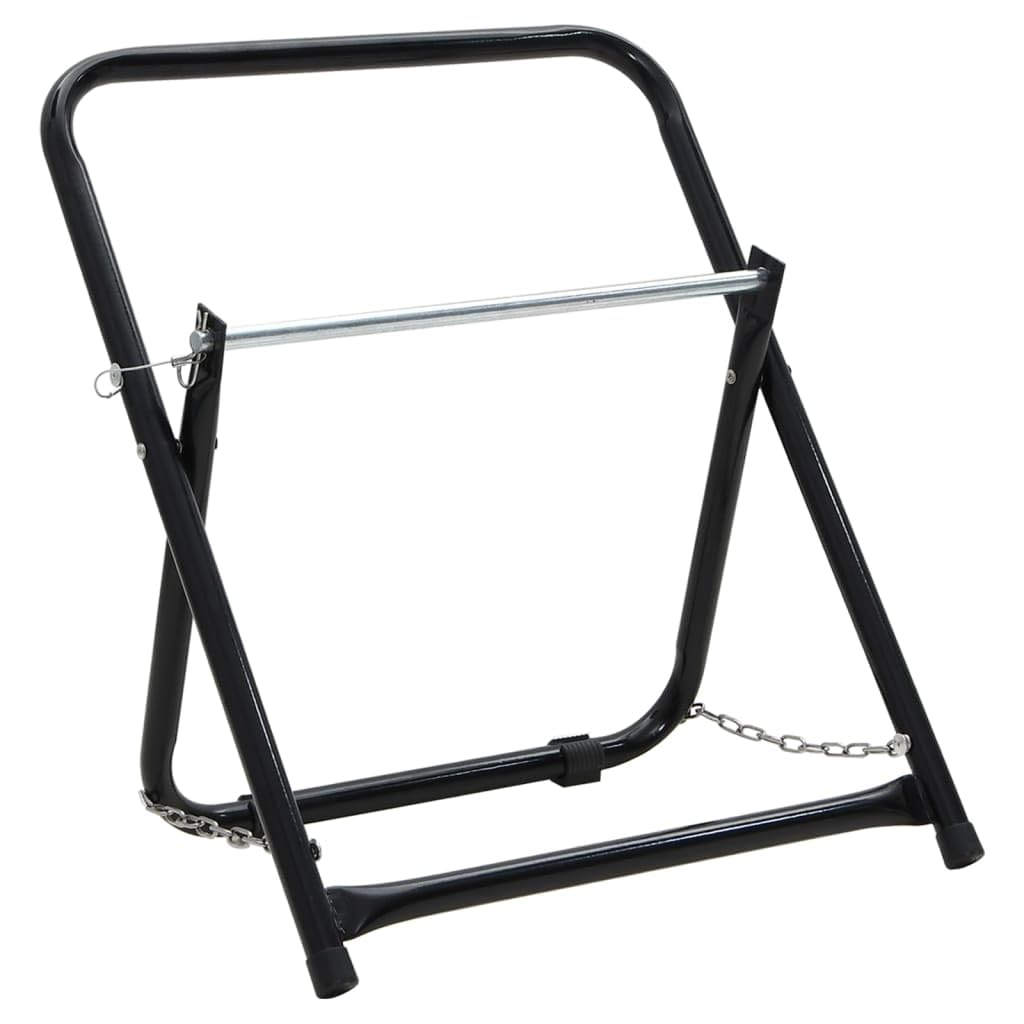 Carrello per tubo da 48 cm, 45 kg, nero, in acciaio verniciato a polvere, pieghevole e mobile, con avvolgitubo e supporto per tubo flessibile per irrigazione da giardino