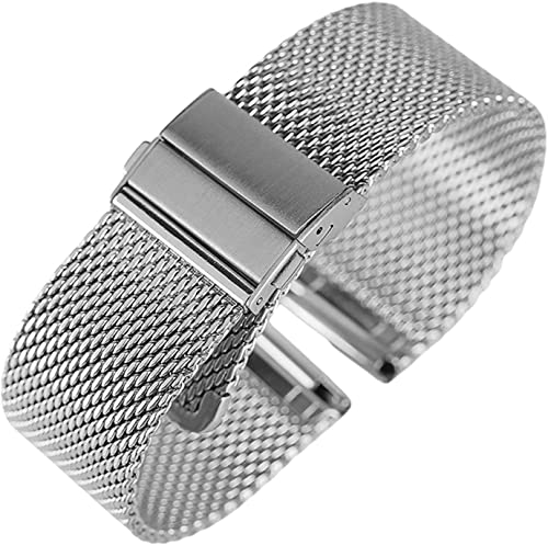 Bracelet de montre ajustable 18/20/22 MM en acier inoxydable avec boucle sécurisée