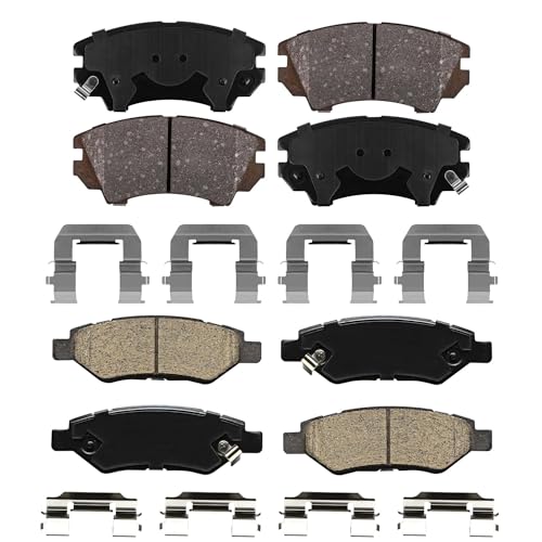 Image of Detroit Axle - 3.6L Brake Pads for 2010-2015 Chevrolet Camaro, 4 Front and Rear Ceramic Brake Pads 2011 2012 2013 2014 Replacement