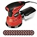 AREWTEC Lijadora Orbital, Lijadora Eléctrica 300W con 7 Velocidades Variables, 125mm Lijadora de 13,000RPM con 12 Lijas y Colector de Polvo Efectivo - Ideal para Bricolaje y Carpintería, OST13A Rojo