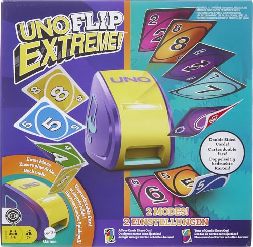 Progettato per coinvolgere dai 2 ai 10 giocatori di età pari o superiore ai 7 anni, questo gioco di carte è un regalo fantastico per i fan di UNO Flip e UNO Extreme!