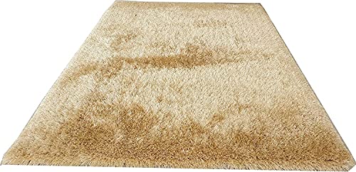 Image of Carpet for Living Room, 12x12 (Square) Feet Cream Solid Plain Modern Polyster Luster Shaggy Ultra Thick and Pluffy Soft Shag Area Rug for Your Bedroom, Kid Room, Office and Home