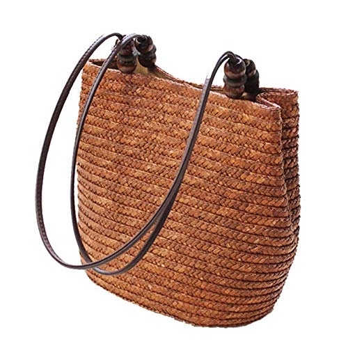 ACAMPTAR Gestrickte Stroh Tasche Sommer Boehmen Mode Frauen Handtaschen Streifen Umhaengetaschen Strandtasche grosse Tragetaschen () Cover