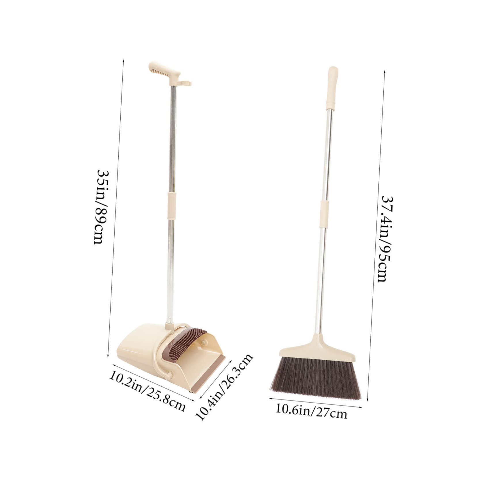 Mobestech Juego De Escoba y Recogedor Acero Inoxidable 2 Piezas Kit Limpieza para Hogar Cepillo Compacto Mango Largo Práctico para Barrer Polvo Esquinas Baño Barra Fácil Uso Doméstico