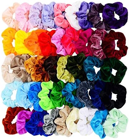 Chloven 45 Pcs Hair Scrunchies Velvet Elastics Hair Bands Scrunchy Hair Ties Ropes Scrunchie for Women Girls Hair Accessories Scrunchies - Great Gift for Holiday Seasons