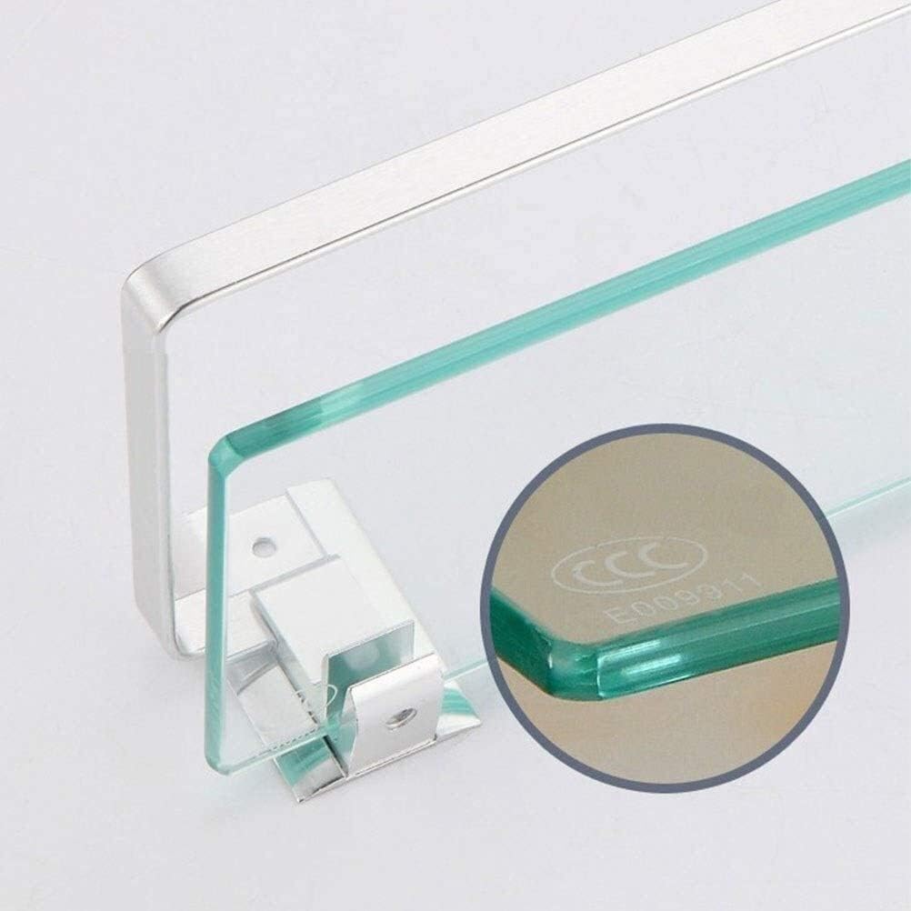 Bathroom Wall Shelf with Aluminum Rail Bathroom Shelves 1 Tier Wall Mounted Bathroom Glass Shelf (Size : 60cm) ()