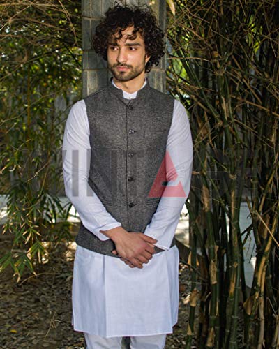 Image of WINTAGE Men's Tweed Bandhgala Festive Nehru Jacket Waistcoat -7 Colors