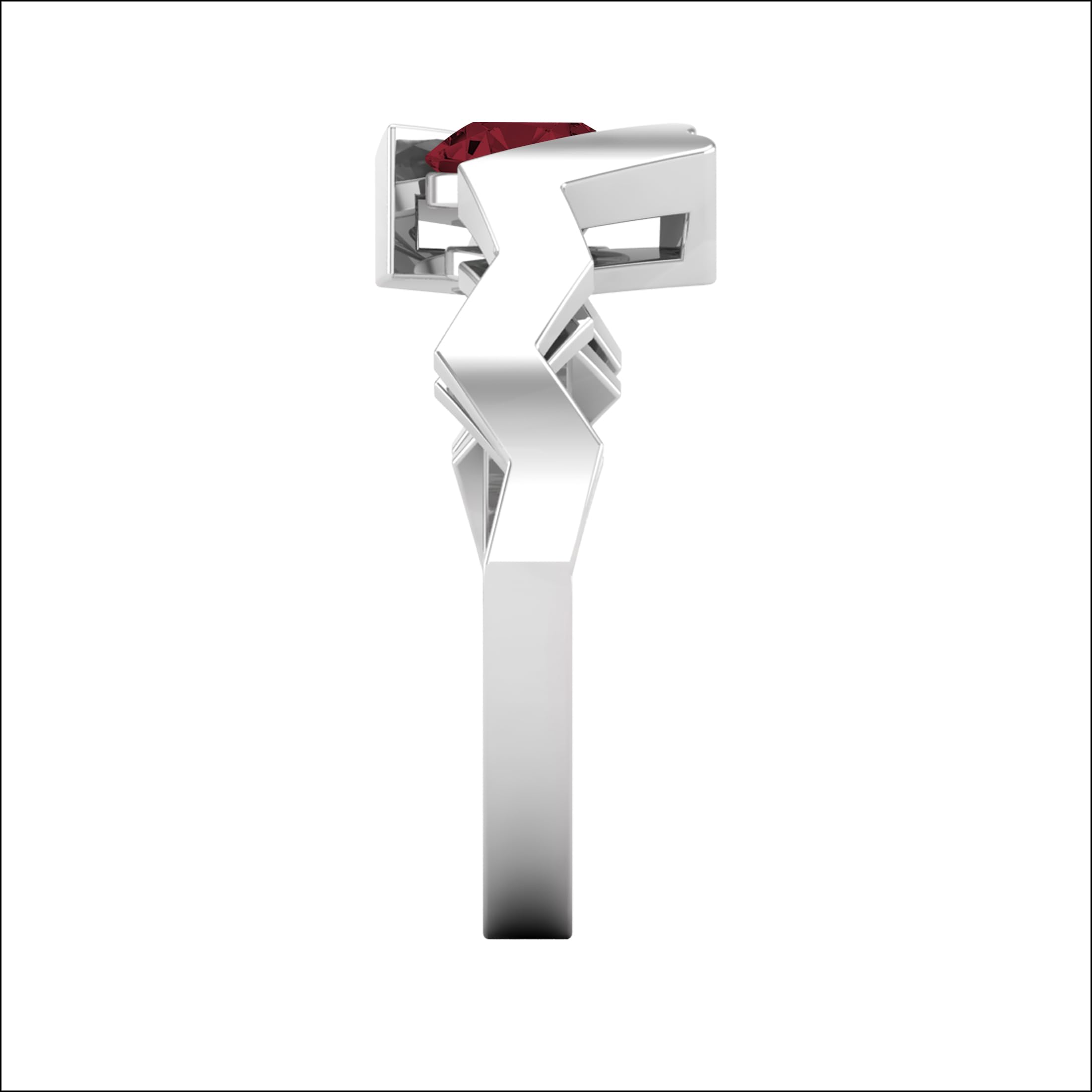 Dazzlingrock Collection Anillo de compromiso solitario en zigzag de rubí redondo de 5 mm para mujer en plata de ley 925
