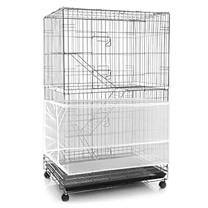 Adjustable Bird Cage Net Cover Birdcage Seed Feather Catcher Soft Skirt Guard Birdcage Nylon Mesh Netting for Parrot Parakeet Macaw Round Square Cages (White, 118 x 15 Inch/ 300 x 37 cm)