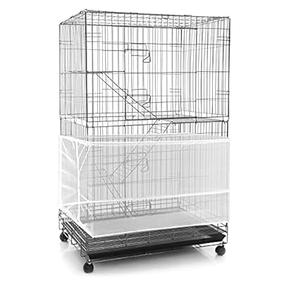 Adjustable Bird Cage Net Cover Birdcage Seed Feather Catcher Soft Skirt Guard Birdcage Nylon Mesh Netting for Parrot Parakeet Macaw Round Square Cages (White, 118 x 15 Inch/ 300 x 37 cm)