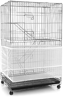 Adjustable Bird Cage Net Cover Birdcage Seed Feather Catcher Soft Skirt Guard Birdcage Nylon Mesh Netting for Parrot Parakeet Macaw Round Square Cages (White, 118 x 15 Inch/ 300 x 37 cm)