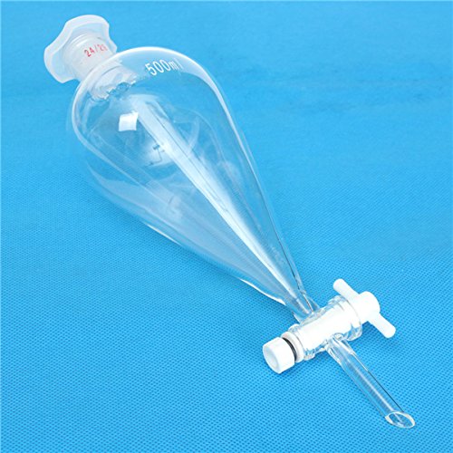 ChaRLes 500ml 24/29 Gelenke Laborglas-Birnenform-Trenntrichter mit PTFE-Absperrhahn