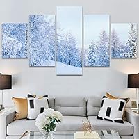 SIGNWIN 5 Panel Canvas Wall Art Modern Art Forest Multicolor Photography Relax/Calm Romantics Scenic for Home Decorations Ready to Hang - 60