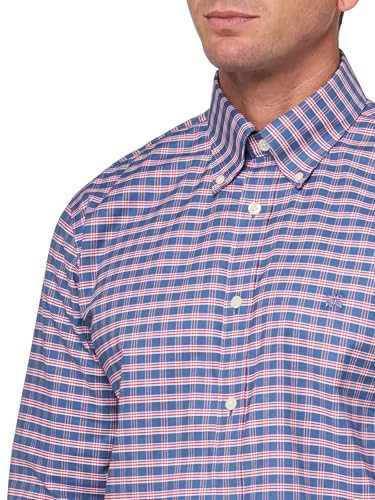 Brooks Brothers Stretch Cotton Non-Iron Oxford Polo Button Down Collar, Navy Ground Check Shirt, Navygroundchk3