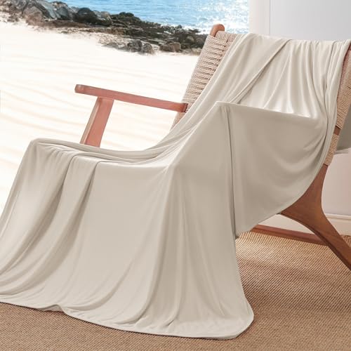 Bedsure Beige Cooling Blanket for Hot Sleepers - Summer Cold