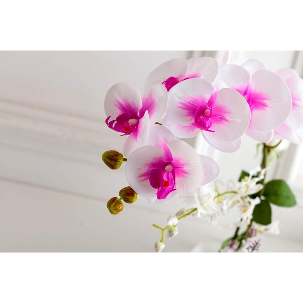 Fiori Artificiali Decorazione Orchidee Artificiali - Composizioni Floreali Phalaenopsis Finta Phalaenopsis Vaso con Vaso in Porcellana Decorazione Bonsai per Casa/Cucina/Camera da Letto/Sala da Pranzo
