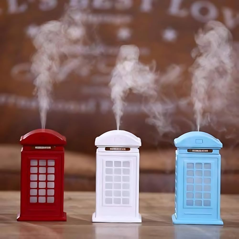 Drumstone ๐๐ ๐๐๐๐ซ๐ฌ ๐๐ฎ๐๐ซ๐๐ง๐ญ๐๐ Air Purifier 300ML Aroma Diffuser in London Telephone Booth Design, Essential Oil Compatible Humidifier & Decorative Gift for Home, Office, Kids & Adults 1