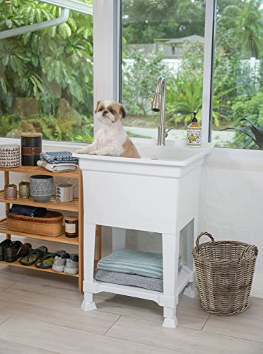 Utilitysinks Usa-Made Plastic Freestanding 24 In X 24-Inch Utilitytub Heavy Duty Compact Utility Sink Ideal For Workshop, Laundry Room, Garage, Greenhouse, Pet Wash Station (White) #TOP5