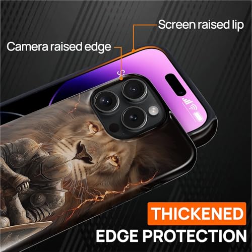 Punmada Capa para iPhone 16 Pro Max para MagSafe, capa brilhante rígida híbrida à prova de choque de silicone protetor de corpo inteiro para iPhone 16 Pro Max Leão e Guerreiro para Jesus Cristo padrão