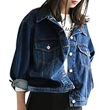 [page_title]-ABsoar Jeansjacke Damen Vintage Übergroßer Mantel Frauen Trekking Jacke mit Knopf Modisch Outdoorjacke Übergangsjacke Sport Mantel